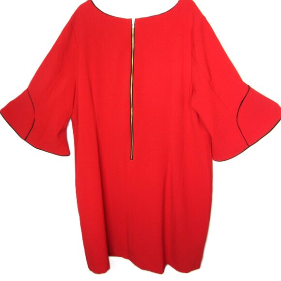 Lane Bryant Size 26 Plus Career Dress Bell Sleeves Knee Length V-Neck Black Trim - Picture 14 of 14